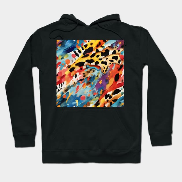 Unique Colorful Wild Animal Print Painted Pattern Hoodie by ZAZIZU